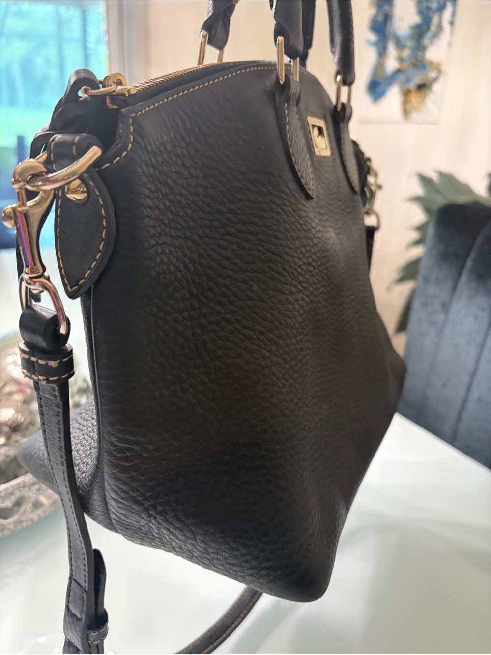 Dooney & Bourke Black Pebble Leather Satchel with Shoulder Strap - Picture 4 of 15